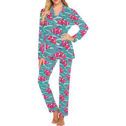 Clownfish Pattern Print Design 02 Women's Long Pajama Set