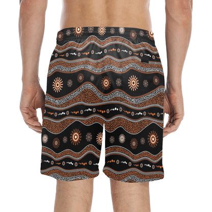 Aboriginal Print Design LKS404 Men's Swim Trunks Beach Shorts