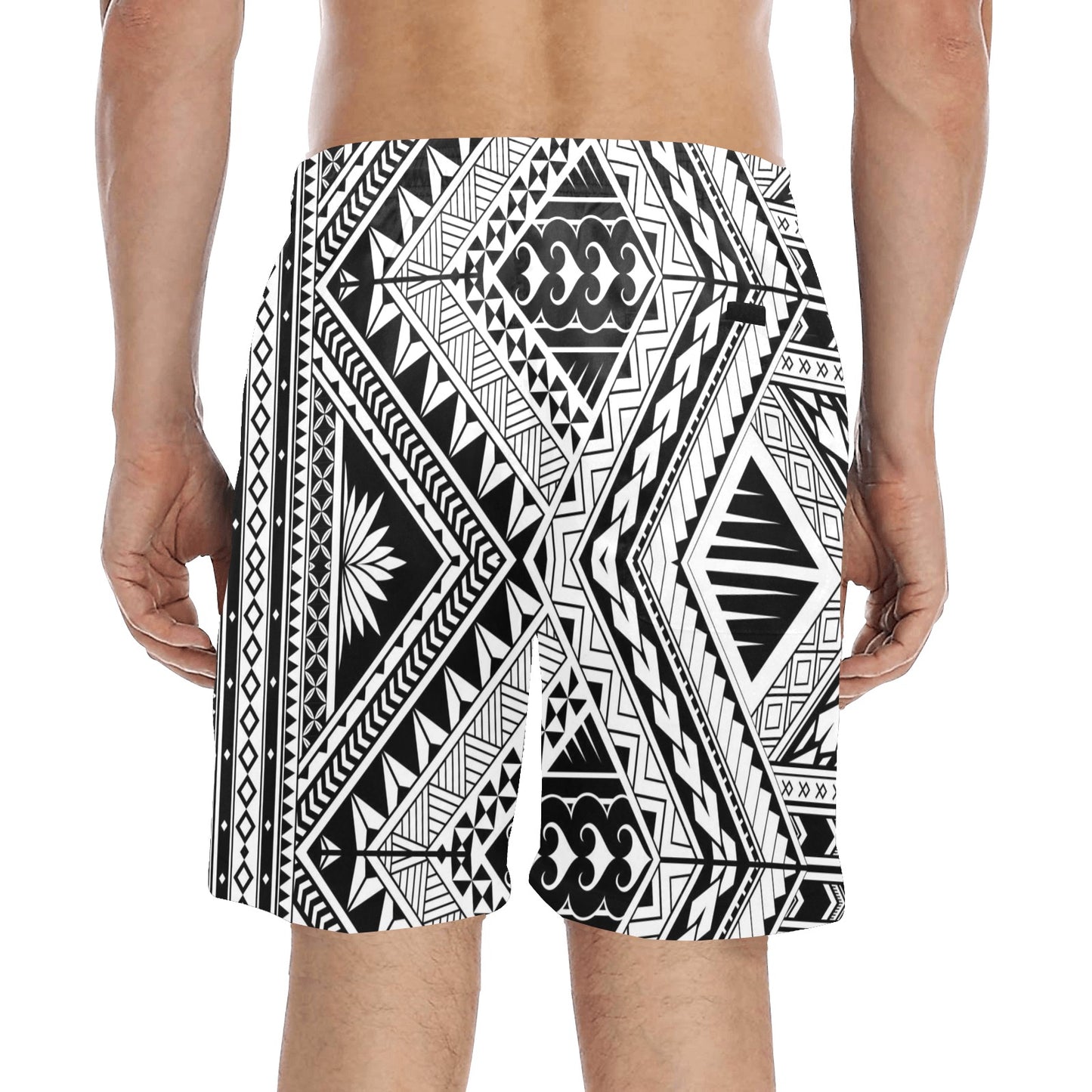 Samoan Tattoo Style Print Design LKS307 Men's Swim Trunks Beach Shorts