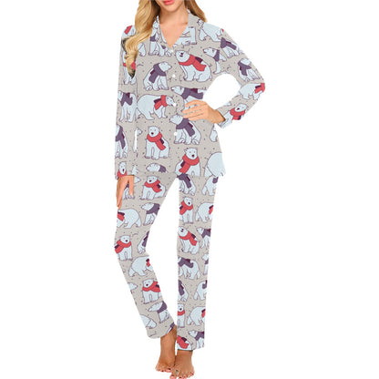 Polar Bear Pattern Print Design PB04 Women's Long Pajama Set