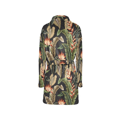 Tropical Flower Pattern Print Design TF014 Women's Fleece Robe