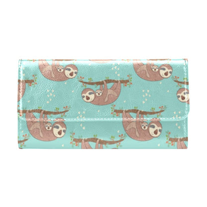 Sloth Print Design LKS302 Women's Trifold Wallet