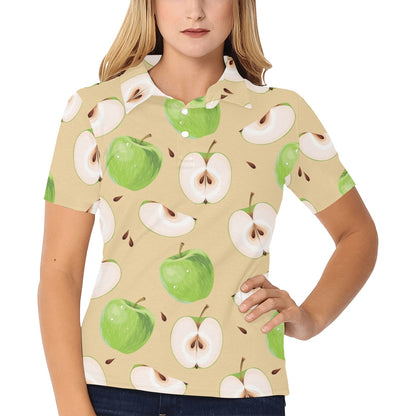 Apple Pattern Print Design AP07 Women's Polo Shirt