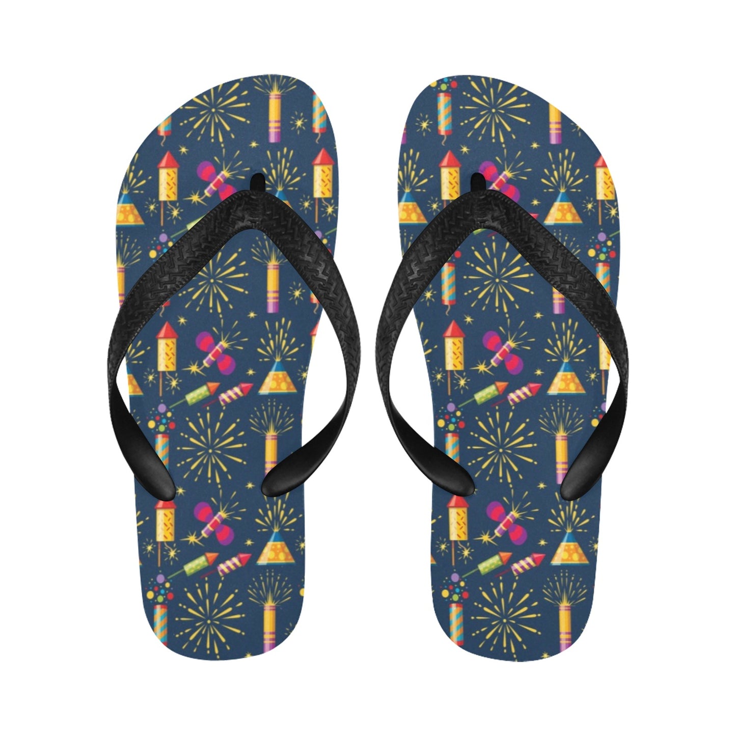 Firework Sparkling Rockets Print Design LKS306 Flip Flops