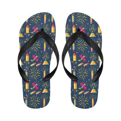Firework Sparkling Rockets Print Design LKS306 Flip Flops