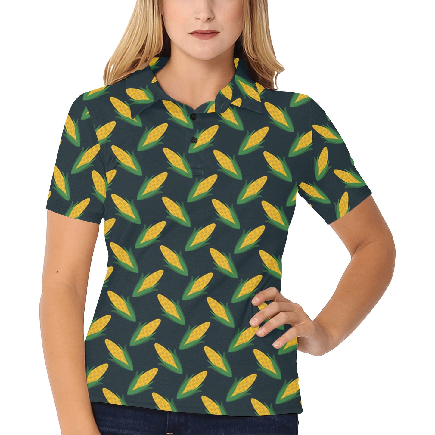 Corn Pattern Print Design 02 Women's Polo Shirt