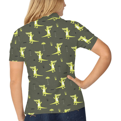 Alligator Pattern Print Design 05 Women's Polo Shirt