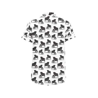 Piano Print Design LKS401 Men Short Sleeve Button Up Shirt