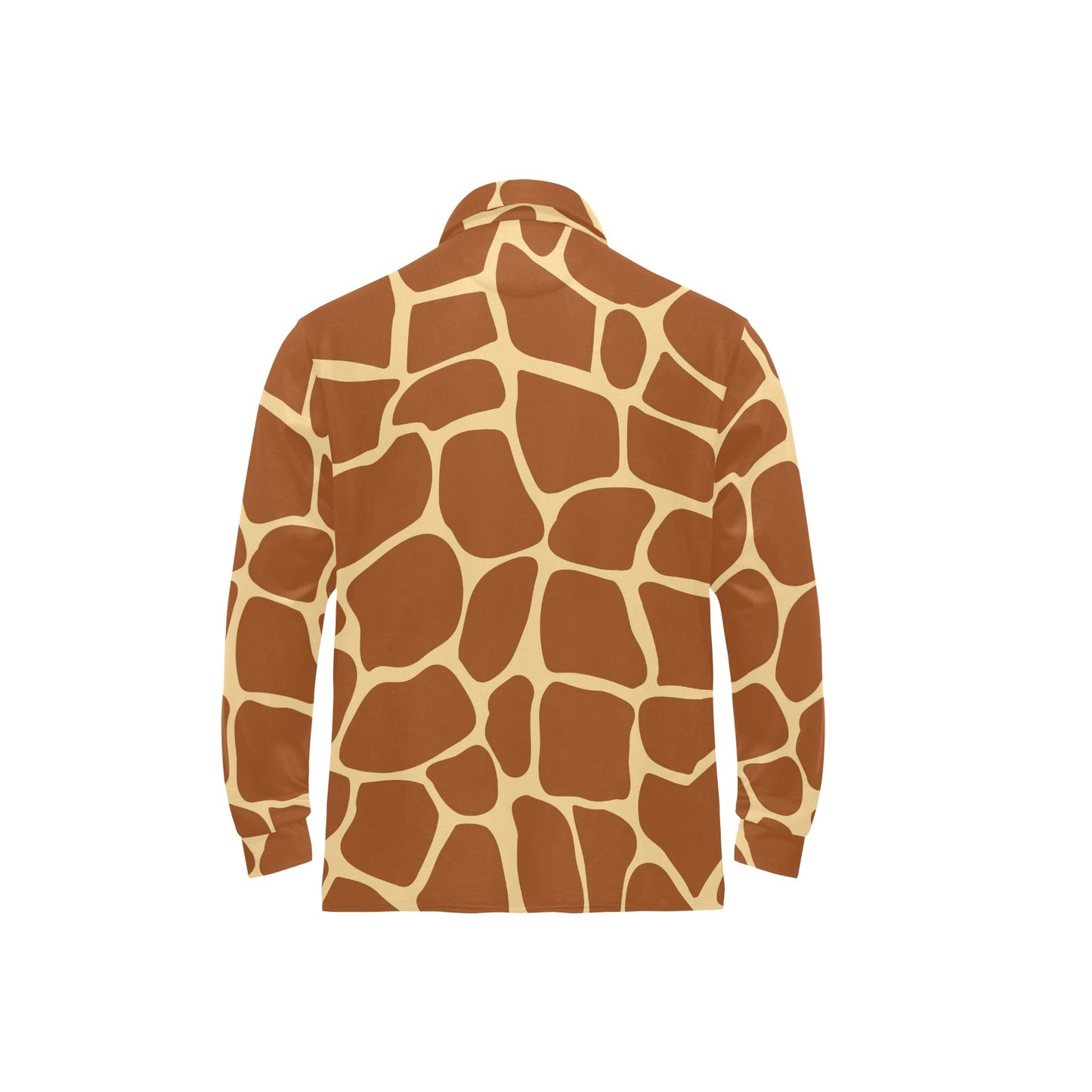 Giraffe Texture Print Long Sleeve Polo Shirt For Men's