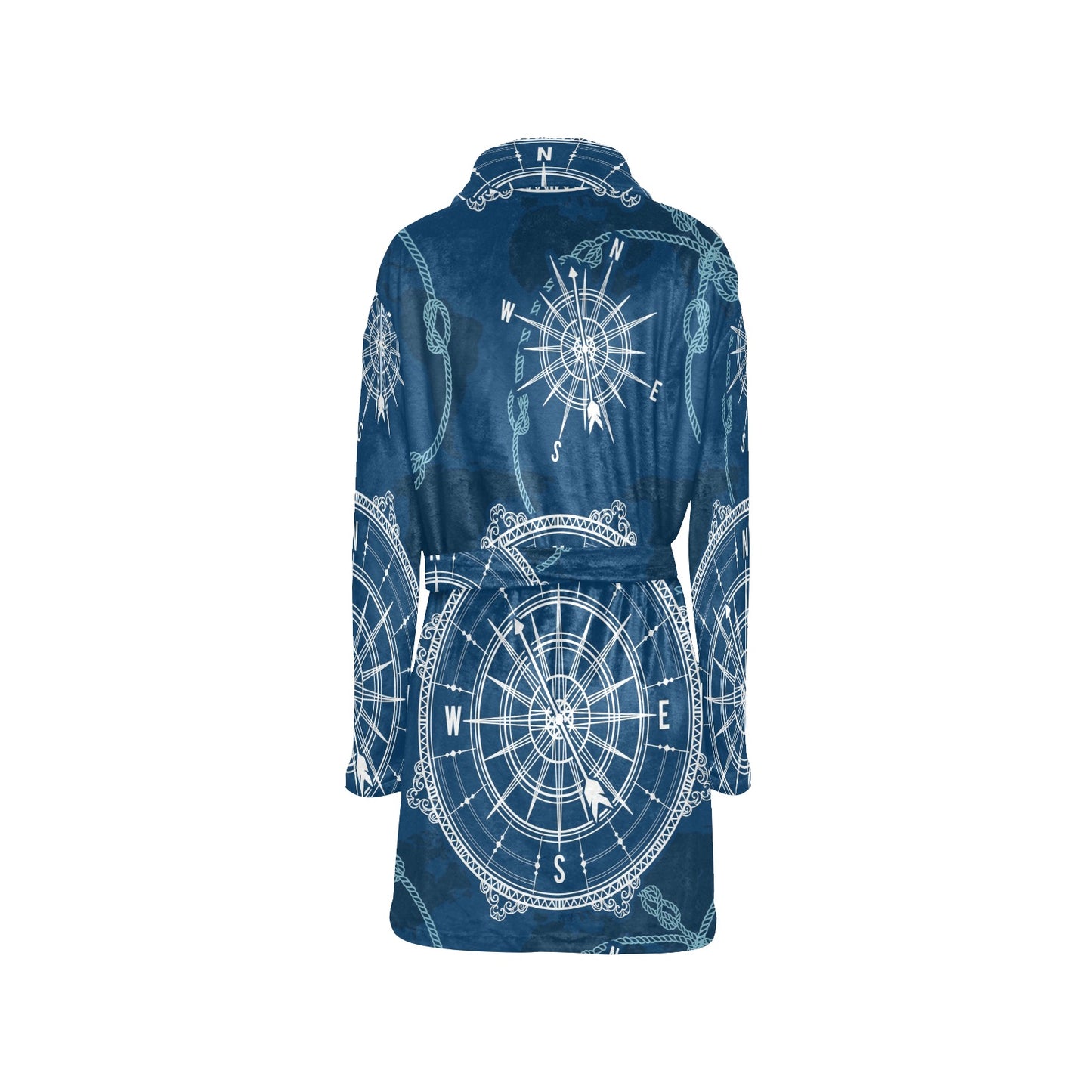 Nautical Compass Print Women's Fleece Robe