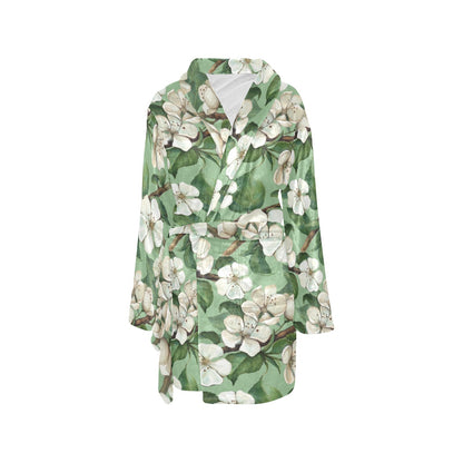 Apple blossom Pattern Print Design AB02 Women's Fleece Robe