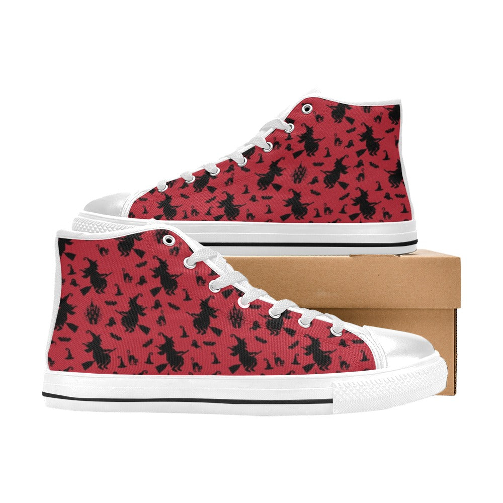 Witch Print Design LKS303 Men's High Top Canvas Shoes