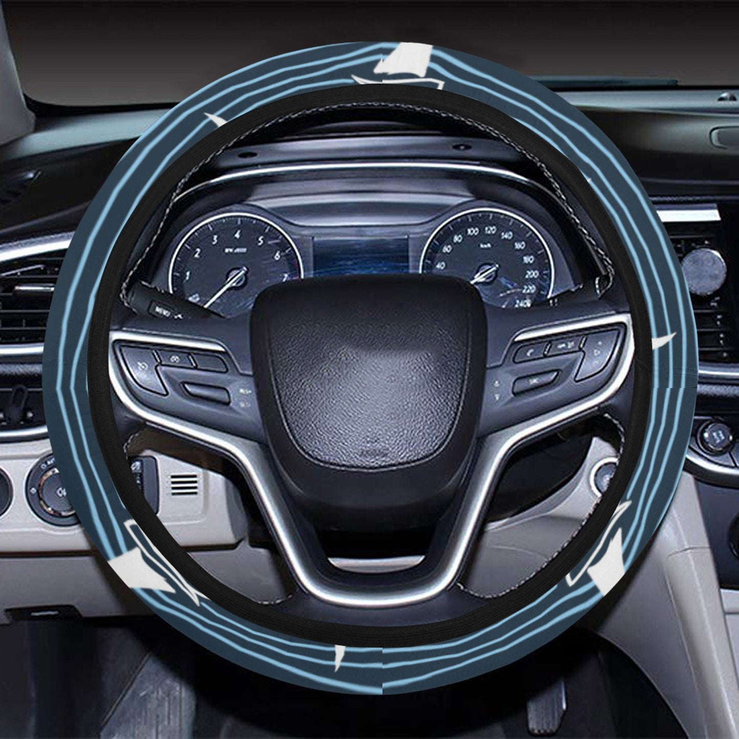 Sailboat Print Design LKS303 Steering Wheel Cover with Elastic Edge