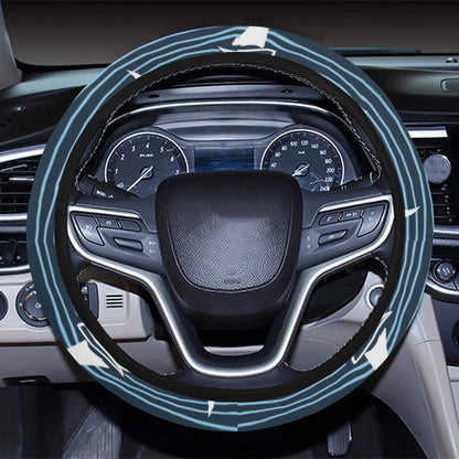 Sailboat Print Design LKS303 Steering Wheel Cover with Elastic Edge