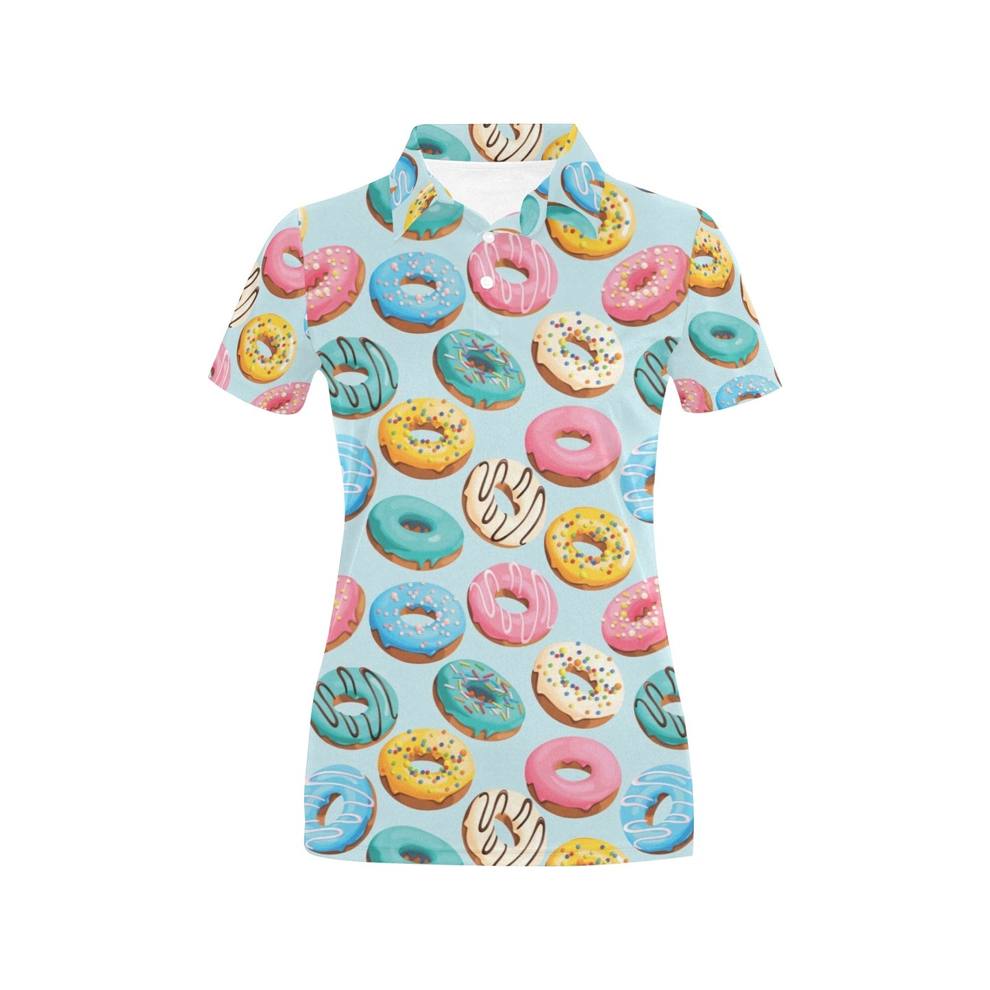 Donut Pattern Print Design DN05 Women's Polo Shirt