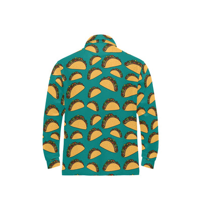 Taco Pattern Print Design TC07 Long Sleeve Polo Shirt For Men's