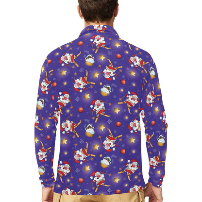 Ski Print Design LKS308 Long Sleeve Polo Shirt For Men's
