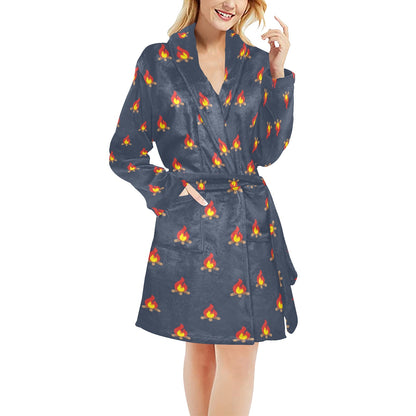 Campfire Pattern Print Design 02 Women's Fleece Robe