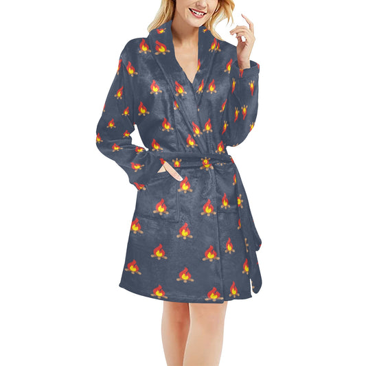 Campfire Pattern Print Design 02 Women's Fleece Robe