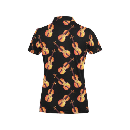 Violin Pattern Print Design 04 Women's Polo Shirt