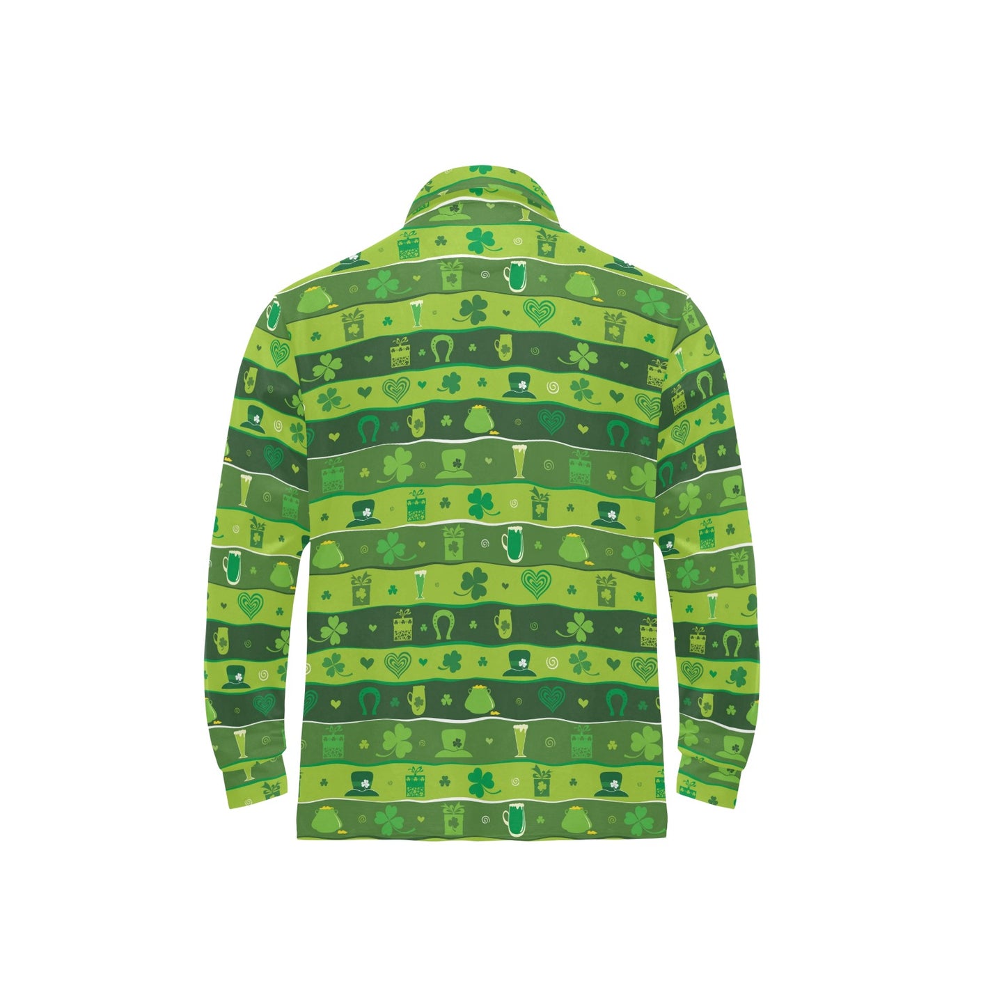 Shamrock Print Design LKS303 Long Sleeve Polo Shirt For Men's