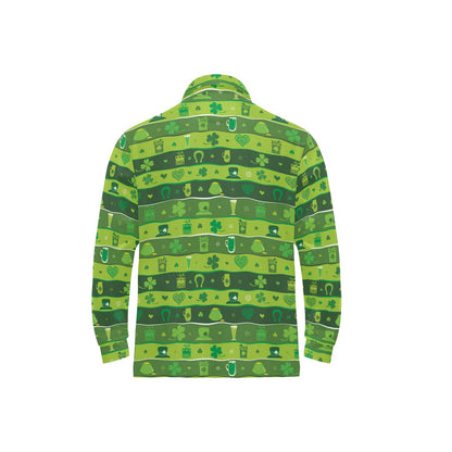 Shamrock Print Design LKS303 Long Sleeve Polo Shirt For Men's