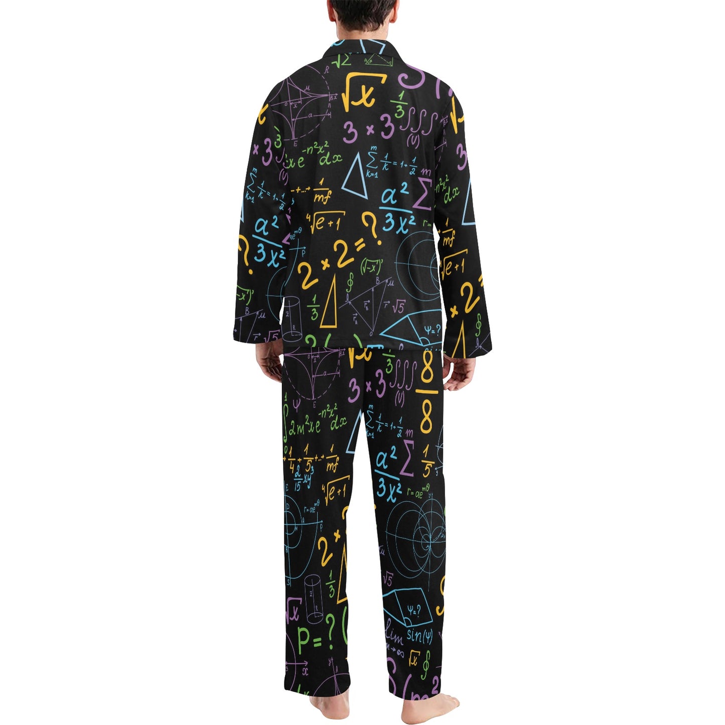 Math Pattern Print Design 03 Men's Long Pajama Set