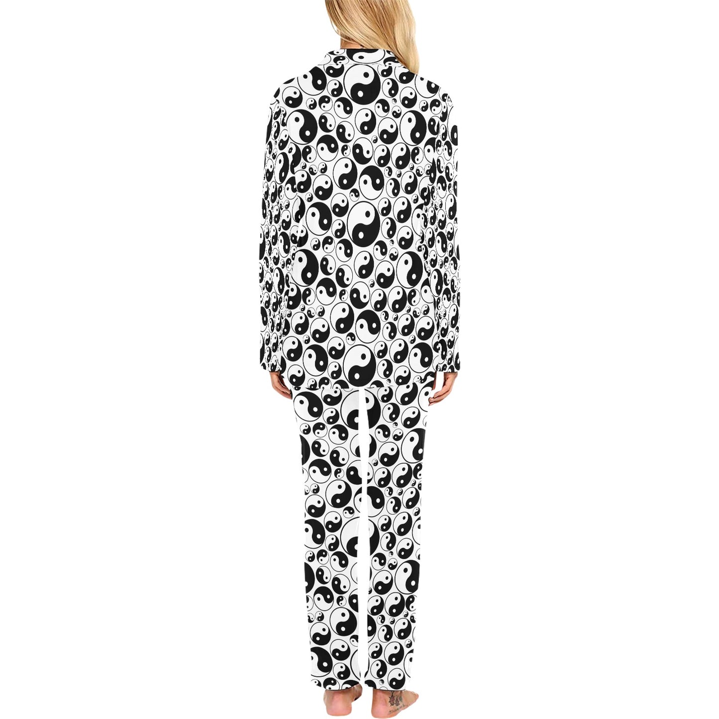 Yin Yang Print Design LKS302 Women's Long Pajama Set
