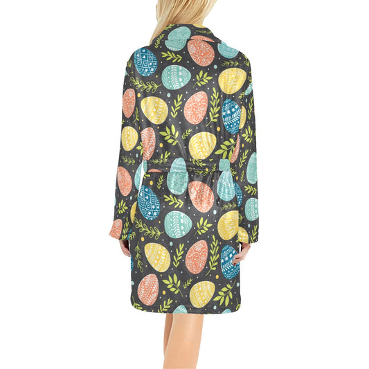 Easter Eggs Pattern Print Design RB01 Women's Fleece Robe