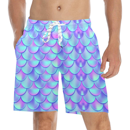 Mermaid Tail Design Print Pattern Men's Swim Trunks Beach Shorts