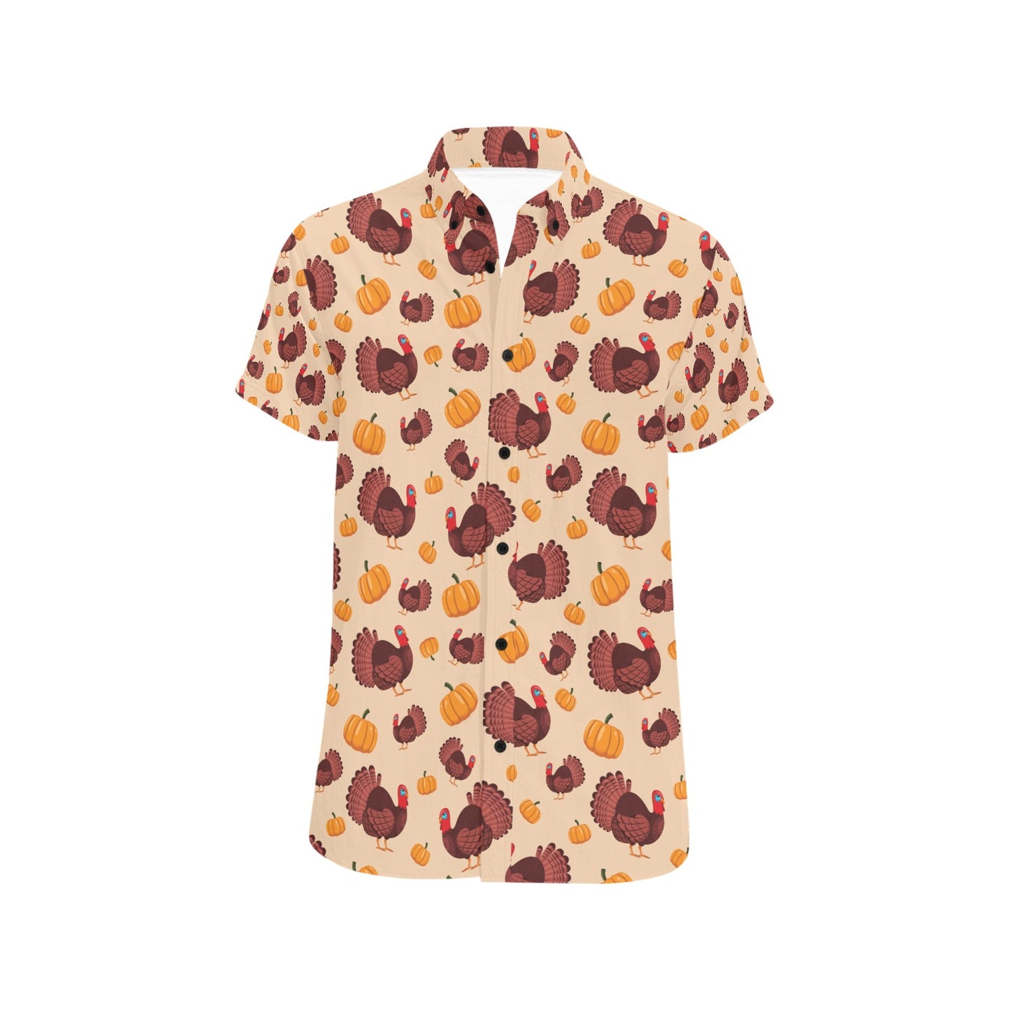 Thanksgiving Print Design LKS308 Men Short Sleeve Button Up Shirt