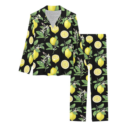 Lemon Pattern Print Design LM02 Women's Long Pajama Set