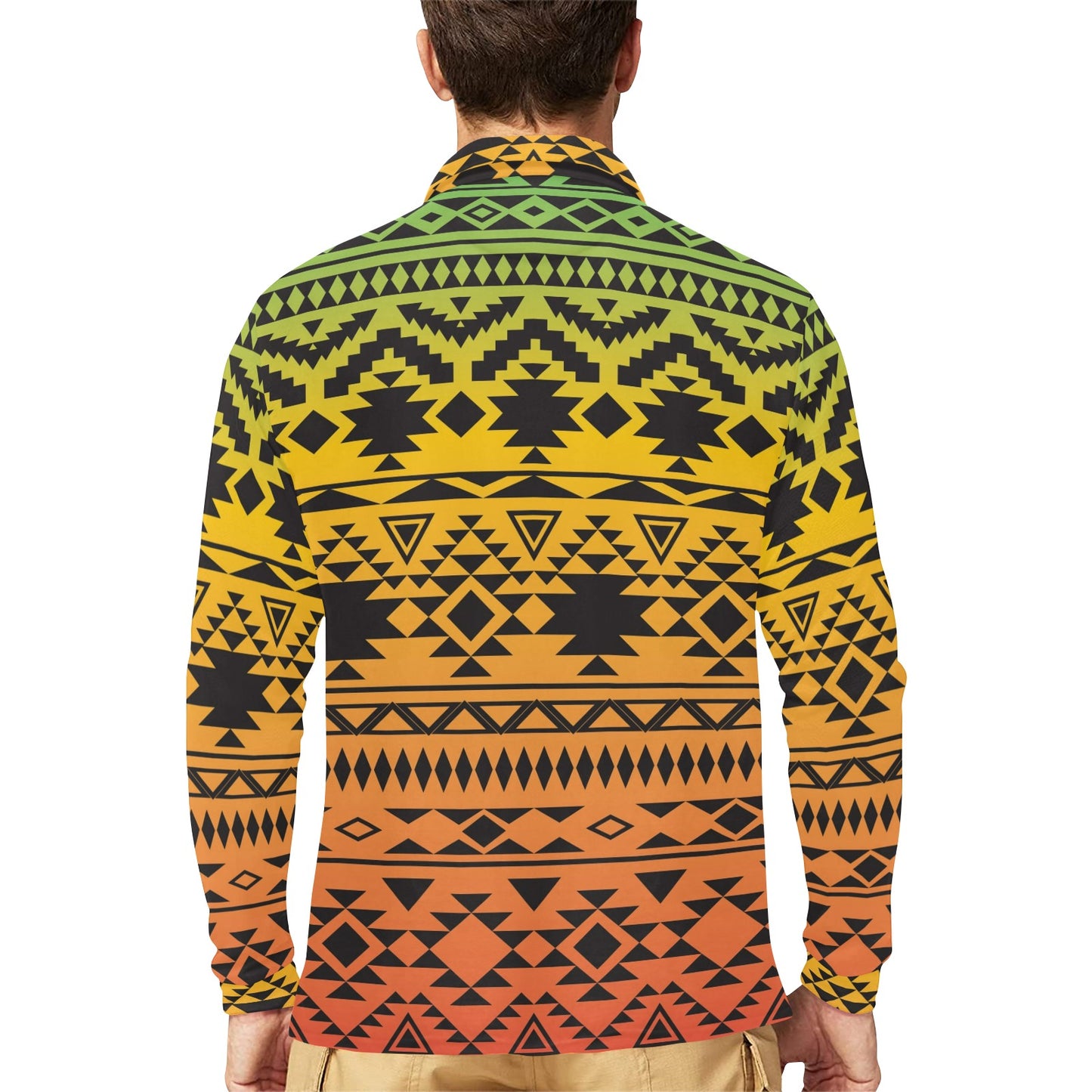 Rastafarian Pattern Print Design A04 Long Sleeve Polo Shirt For Men's