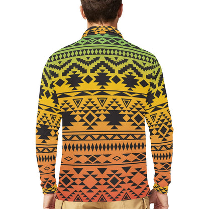 Rastafarian Pattern Print Design A04 Long Sleeve Polo Shirt For Men's
