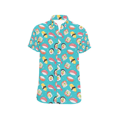 Sushi Print Design LKS305 Men Short Sleeve Button Up Shirt