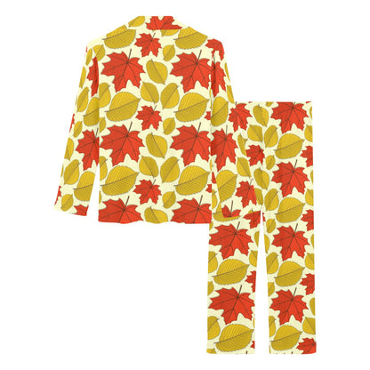 Elm Maple Leave Print Pattern Women's Long Pajama Set
