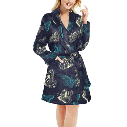 Monarch Butterfly Pattern Print Design 01 Women's Fleece Robe