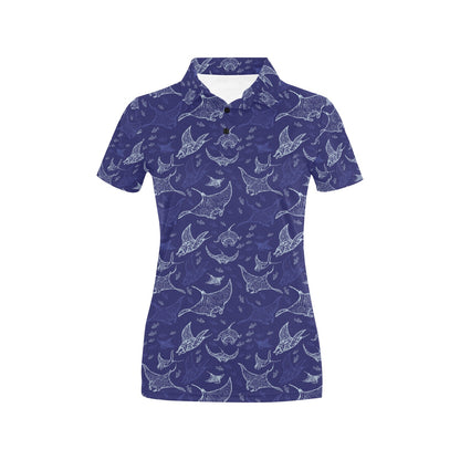Manta Ray Print Design LKS401 Women's Polo Shirt