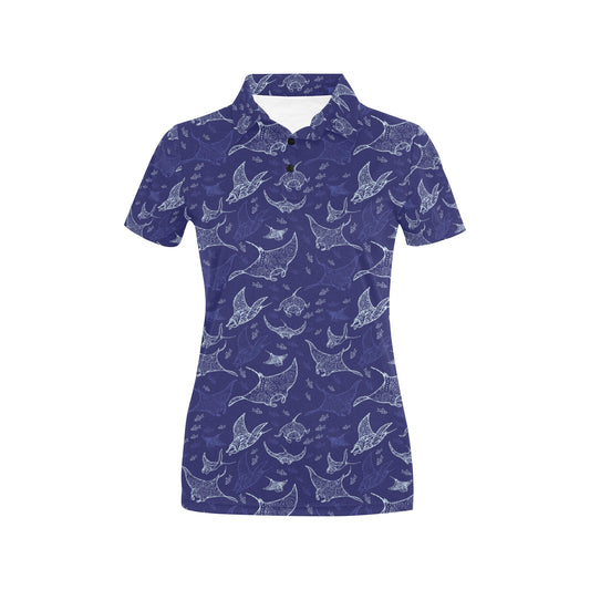 Manta Ray Print Design LKS401 Women's Polo Shirt