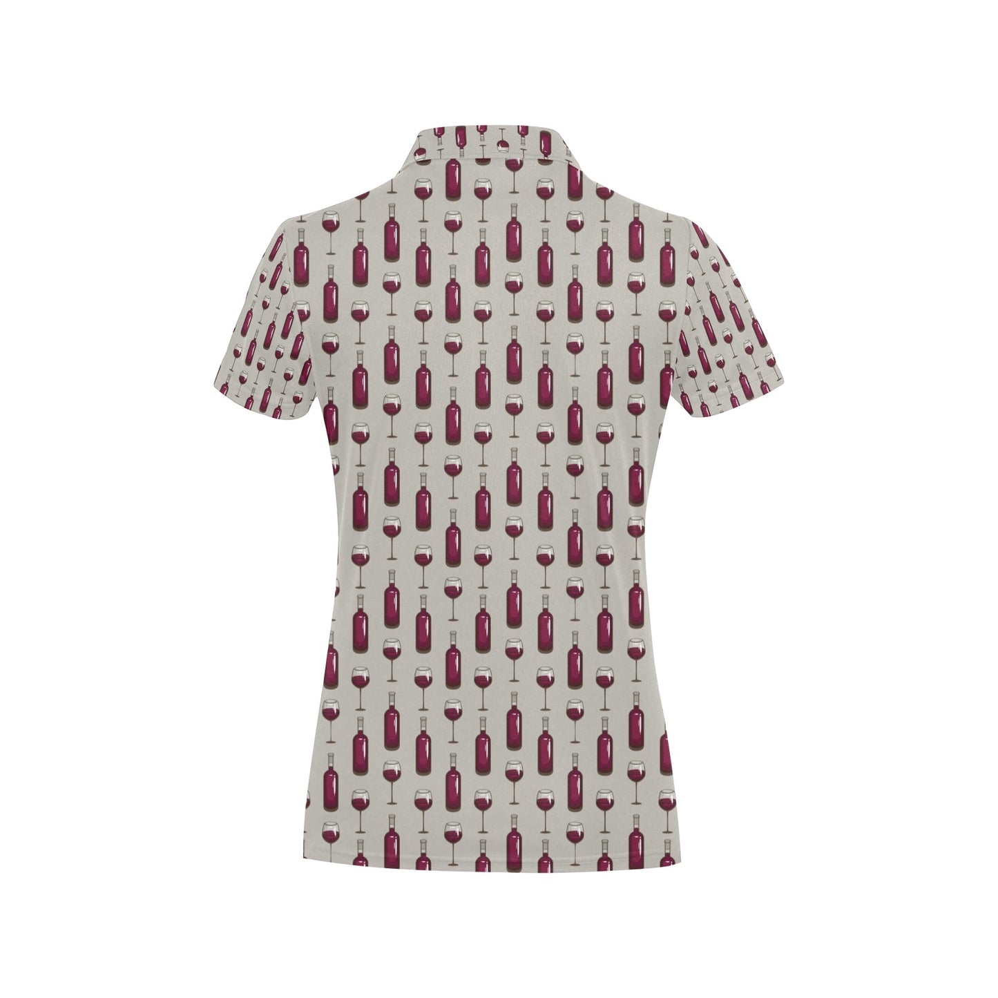 Wine Bottle Pattern Print Women's Polo Shirt