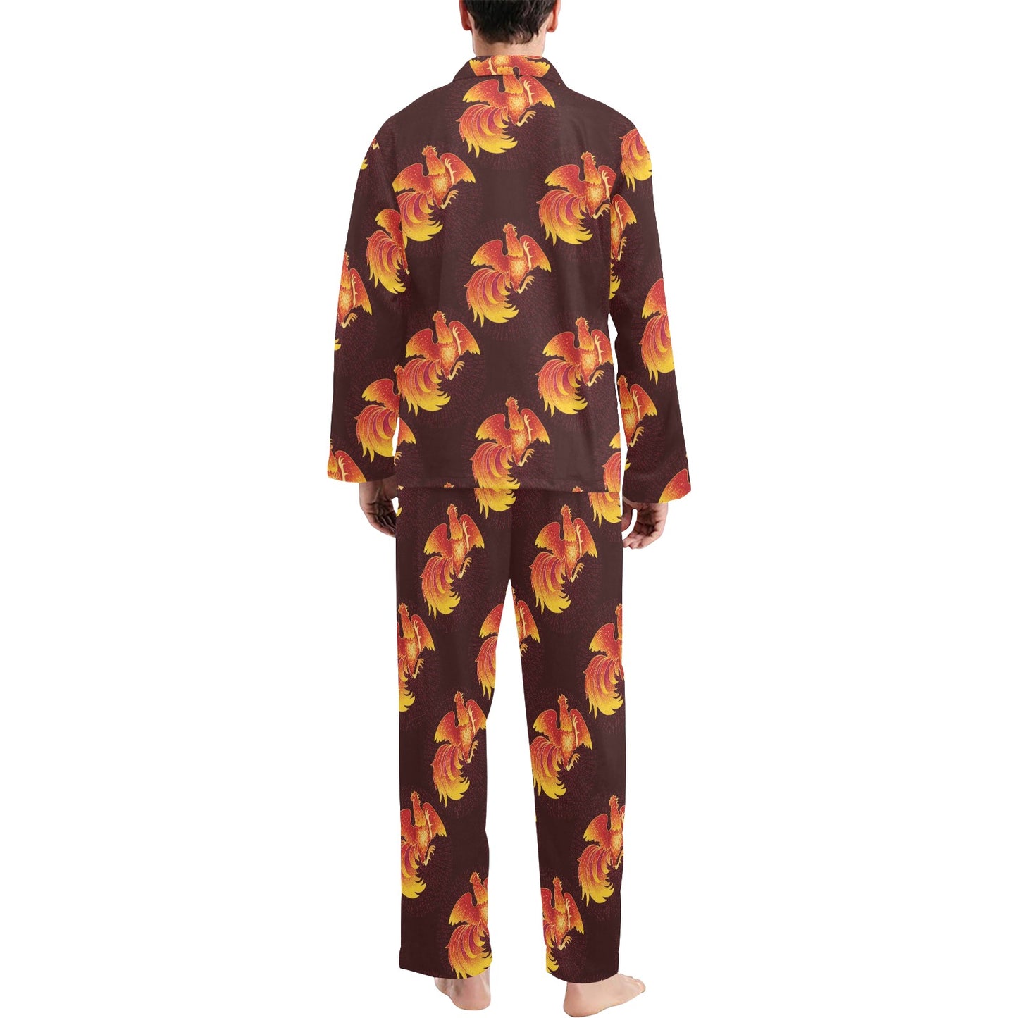 Rooster Pattern Print Design A04 Men's Long Pajama Set
