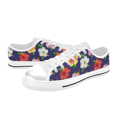 Hibiscus Colorful Print Design LKS301 Women's White Low Top Shoes