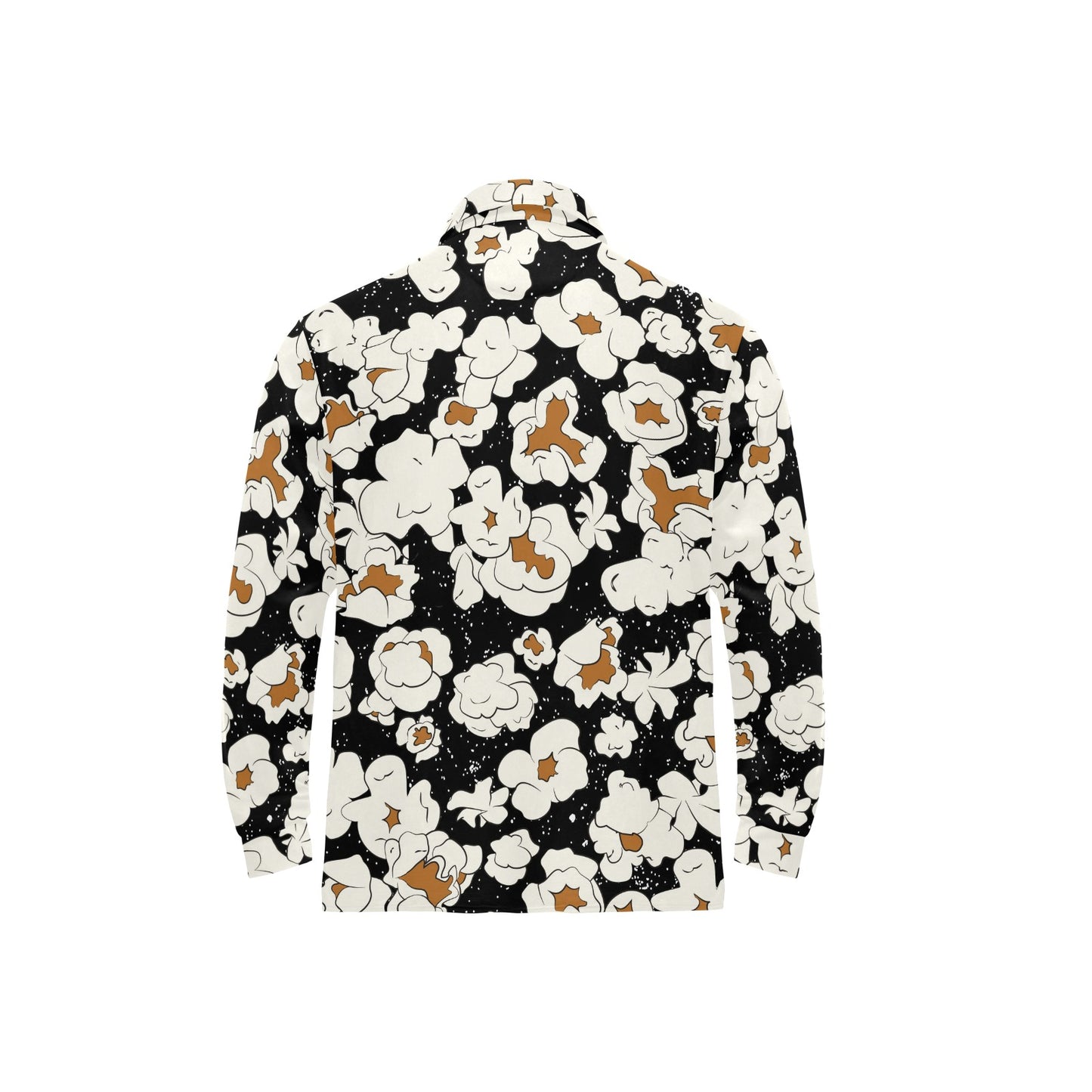 Popcorn Pattern Print Design A02 Long Sleeve Polo Shirt For Men's
