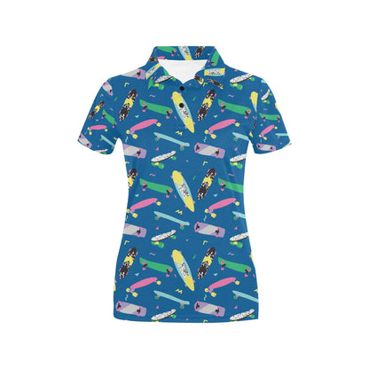 Skateboard Print Design LKS302 Women's Polo Shirt