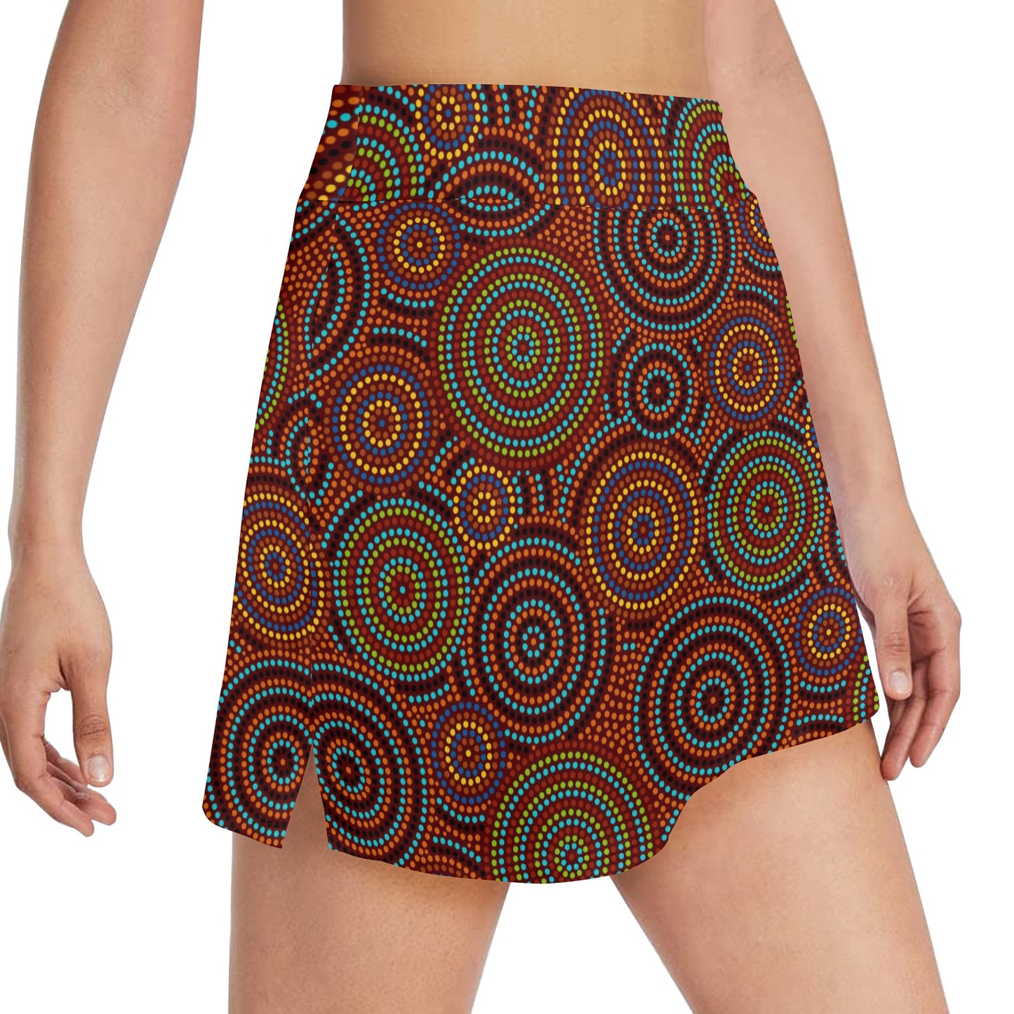 Aboriginal Print Design LKS403 17" Golf & Pickleball Skort with Pockets
