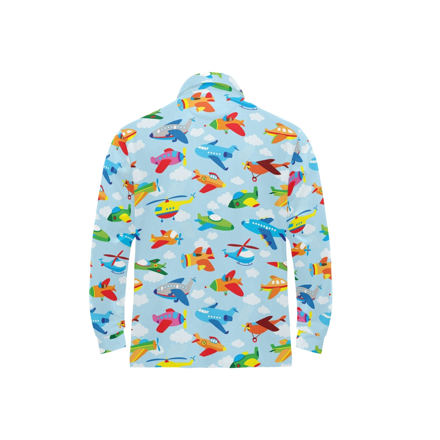 Airplane Colorful Pattern Print Design 01 Long Sleeve Polo Shirt For Men's