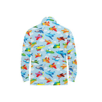 Airplane Colorful Pattern Print Design 01 Long Sleeve Polo Shirt For Men's