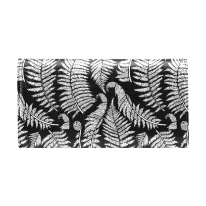 Fern Leave Black White Print Pattern Women's Trifold Wallet
