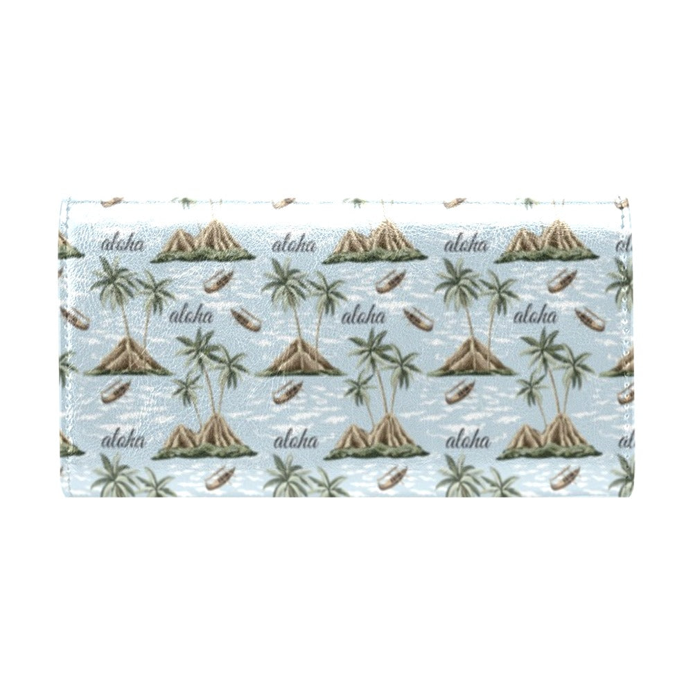 Aloha Hawaii island Design Themed Print Women's Trifold Wallet