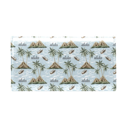 Aloha Hawaii island Design Themed Print Women's Trifold Wallet